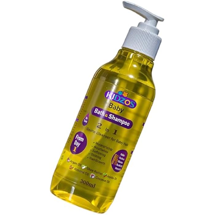 Kidzos Baby 2 In 1 Bath&Shampo Moisturizing, Nourishes, Softening, Shining&Hair Growth-300ml - Image 2